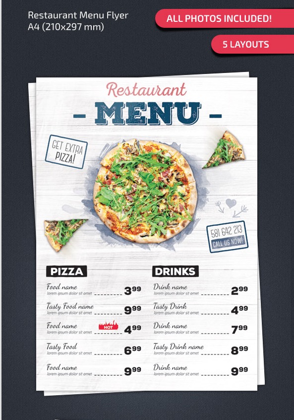 Clean Restaurant Menu