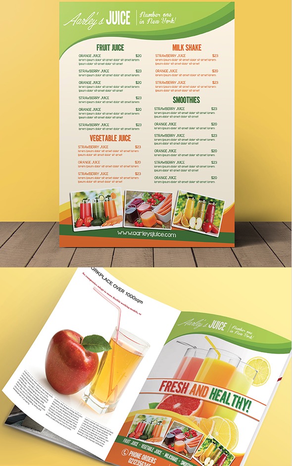 Fruit Juice Menu Flyer Magazine Ad