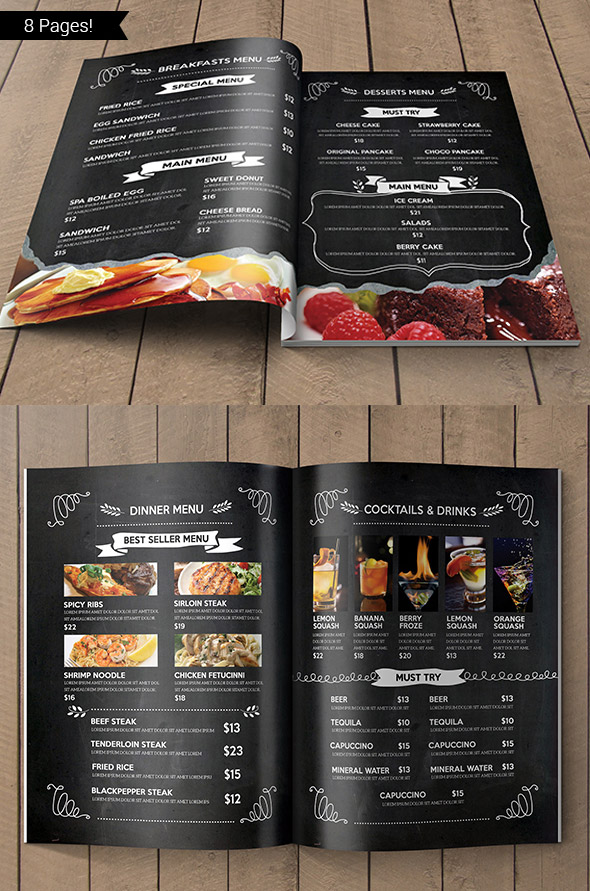 Blackboard Restaurant Menu Design