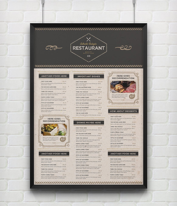 The Rustic Food Menu Template