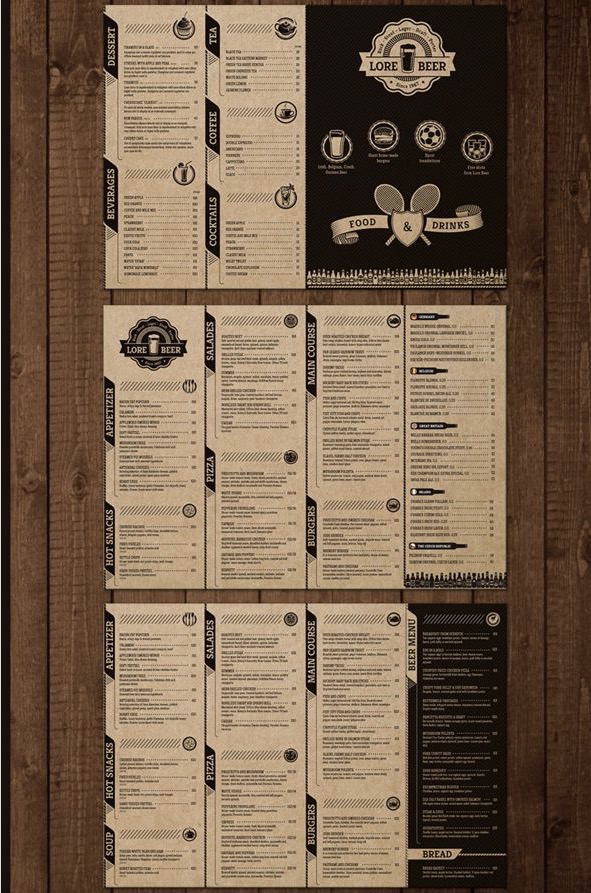 Lore Beer Pub Menu Design