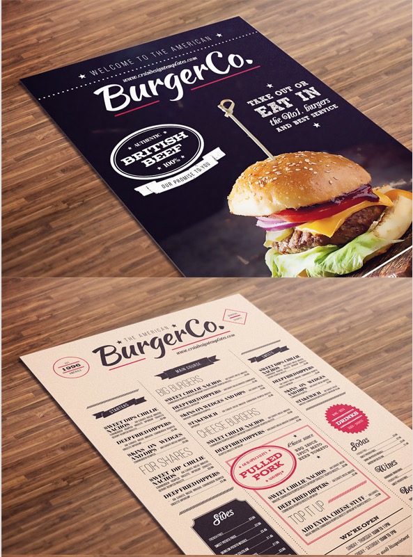 American Burger Menu