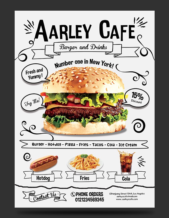 Doodle Cafe Menu Business Card